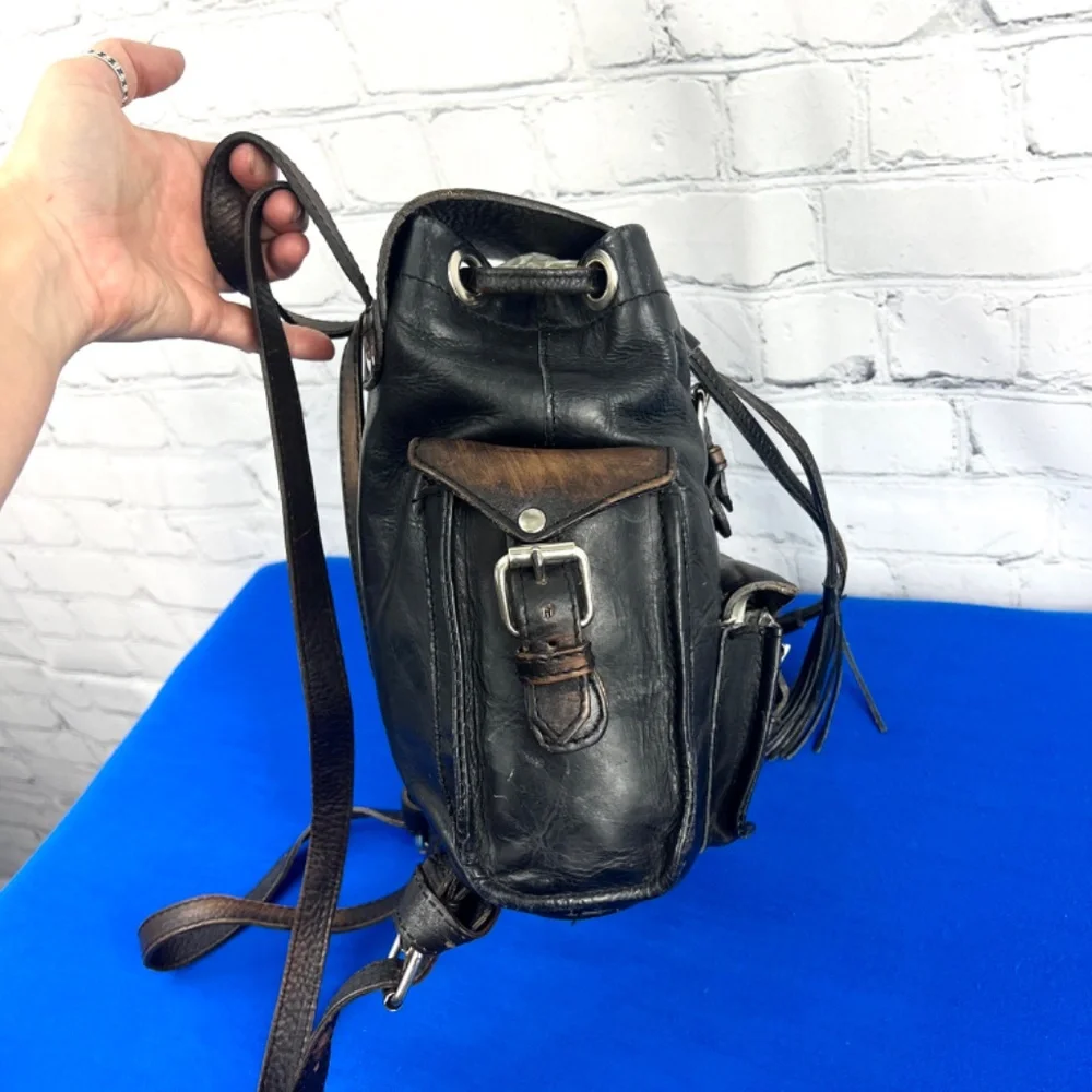 Freebird by Steven Black Leather Backpack with Brown Accents